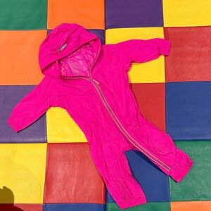 2T Bright Pink Kids One Piece Rainsuit